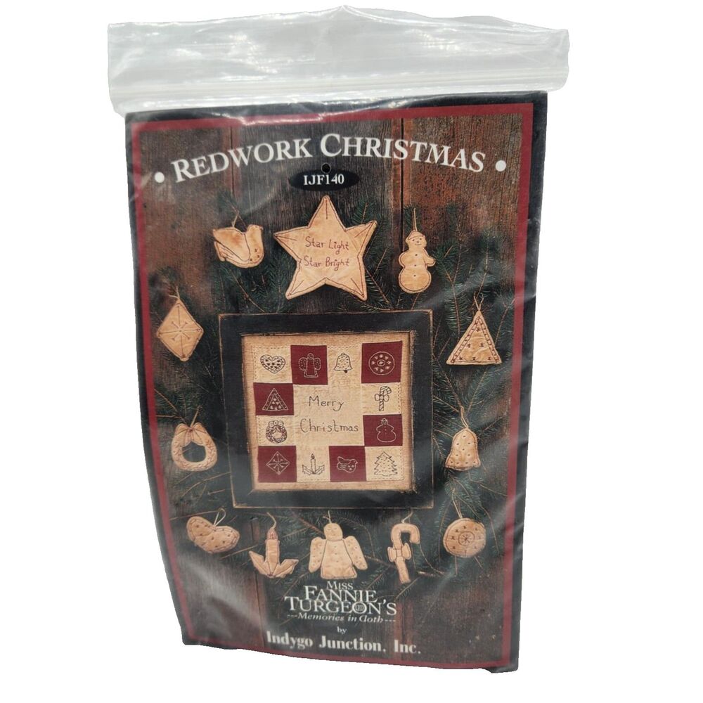 Redwork Christmas Stitchery Kit IJF140 Miss Fannie Turgeon's Hand Embroidery NEW